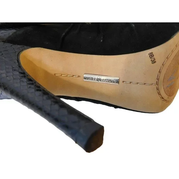 Vince Camuto Miki Black Leather Suede Peep Toe Stiletto Pumps Size 7.5 - Picture 9 of 9